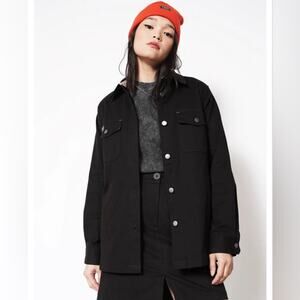 Wildfang The Essential Shacket Black Workwear Utility Cargo Androgynous SZ M